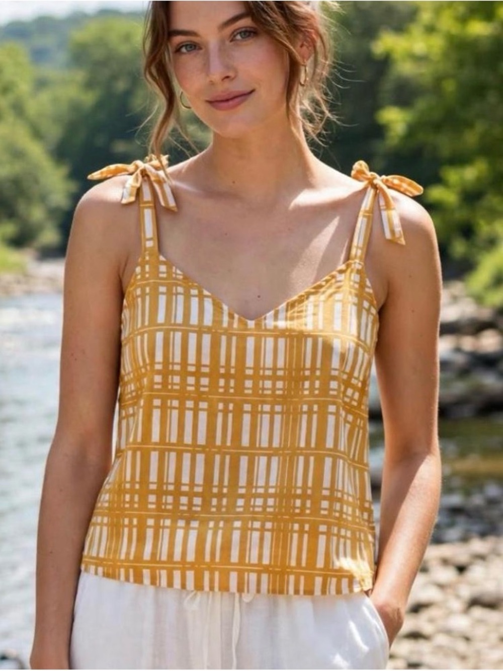 Old Navy Yellow Tank with Bow ties on Shoulders- Size XL